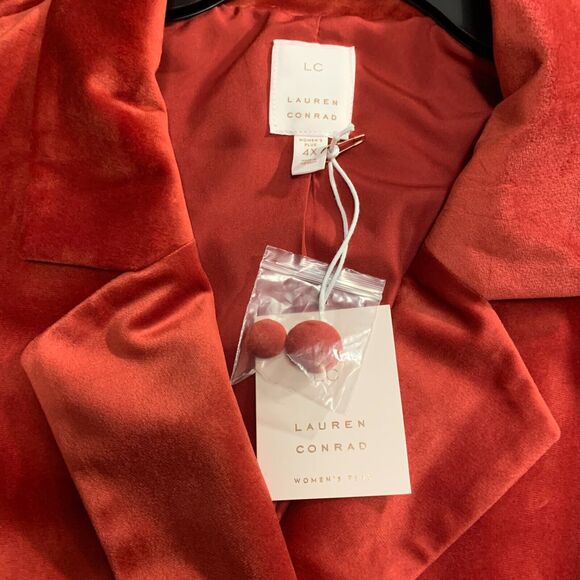 Velvet Blazer Jacket Plus Size LC Lauren Conrad Double-Breasted Notch Collar 4X - Picture 3 of 7